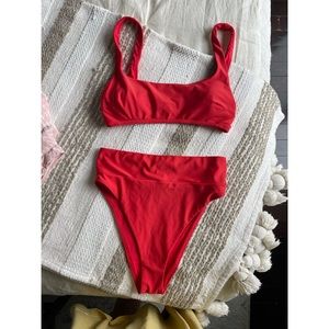 Aerie high waisted red bikini